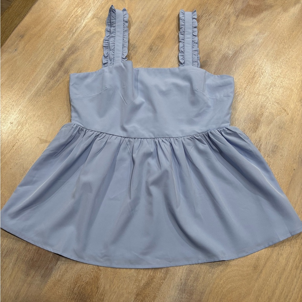 Mittoshop Peri Blue ruffle tank